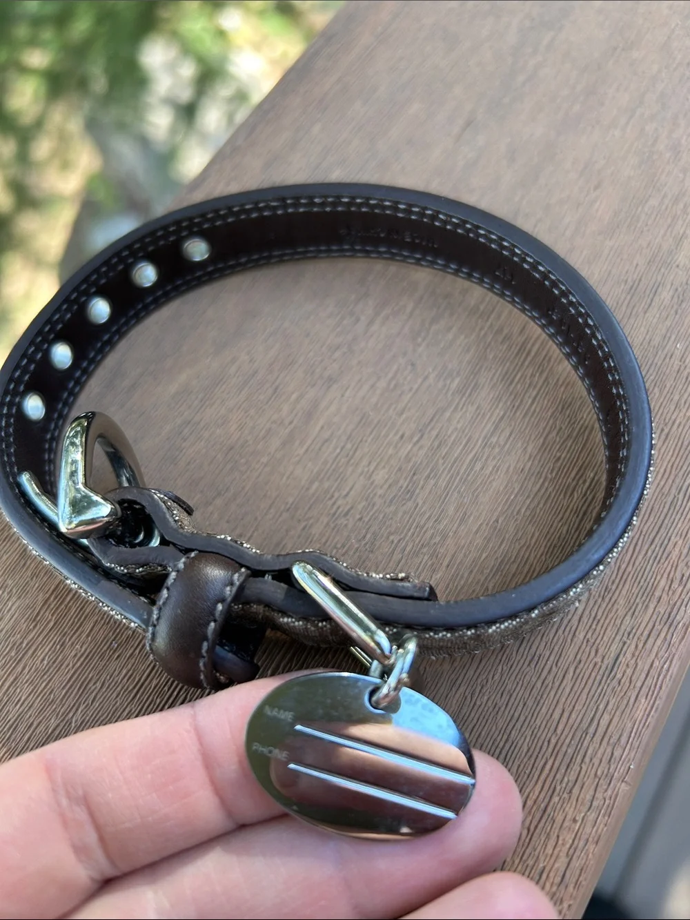 Coach Brown Signature Jacquard Pet Collar
